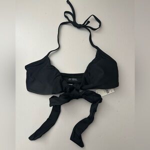 Aerie Tie Front Scoop Bikini Swim Top Black Size XS